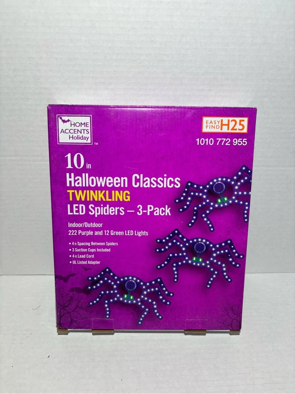 10 in Purple Twinkling LED Spiders - 3 Pack